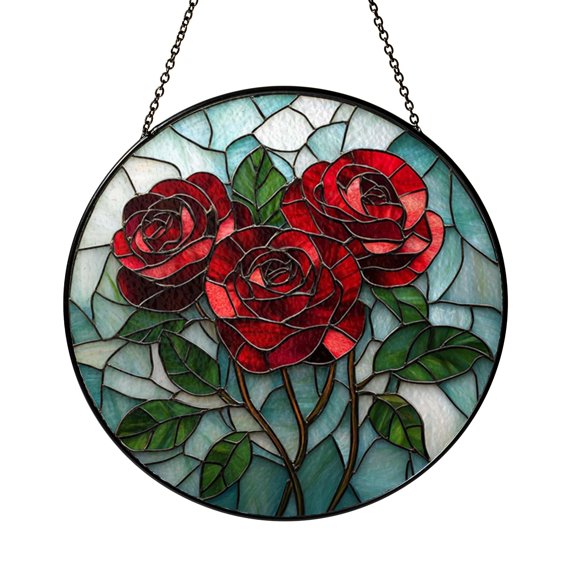 Stained Glass Rose Pattern Template – Floral Decorative Design