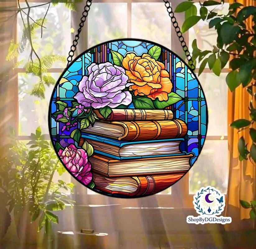 Fantasy Book Dragon Acrylic Suncatcher Ornament, Gift For Book Lovers, Dragon Lover