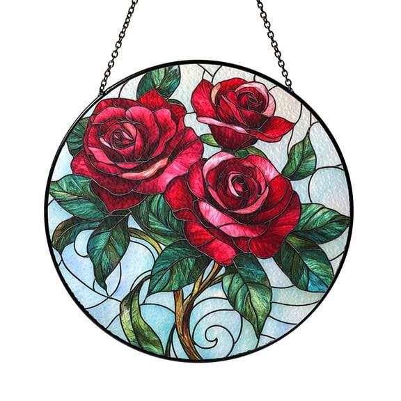 Stained Glass Roses Pattern – Rose Suncatcher Template for Crafting