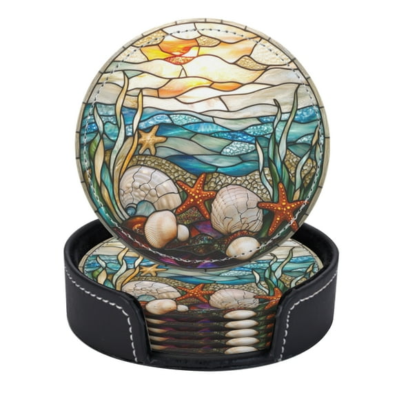 Stained Glass Round Window With Seascape Theme