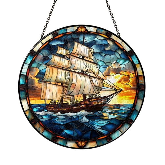 Stained Glass Sailing Ship Window Hanging – Maritime Art2101