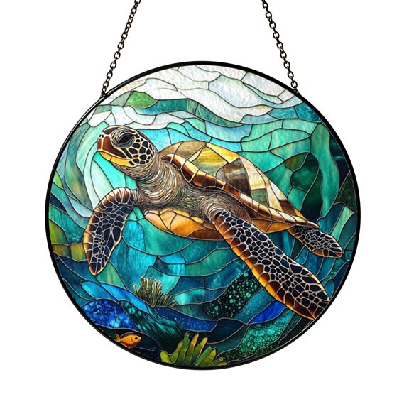 Stained Glass Sea Turtle Window Hanging Art2401