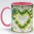 thumbnail image 1 of Stained Glass Shamrock Heart Ceramic Mug, Luxury Celtic Clover Art Coffee Cup, Lucky Irish Home Decor Drinkware for St Patrick's Day Party, 1 of 4