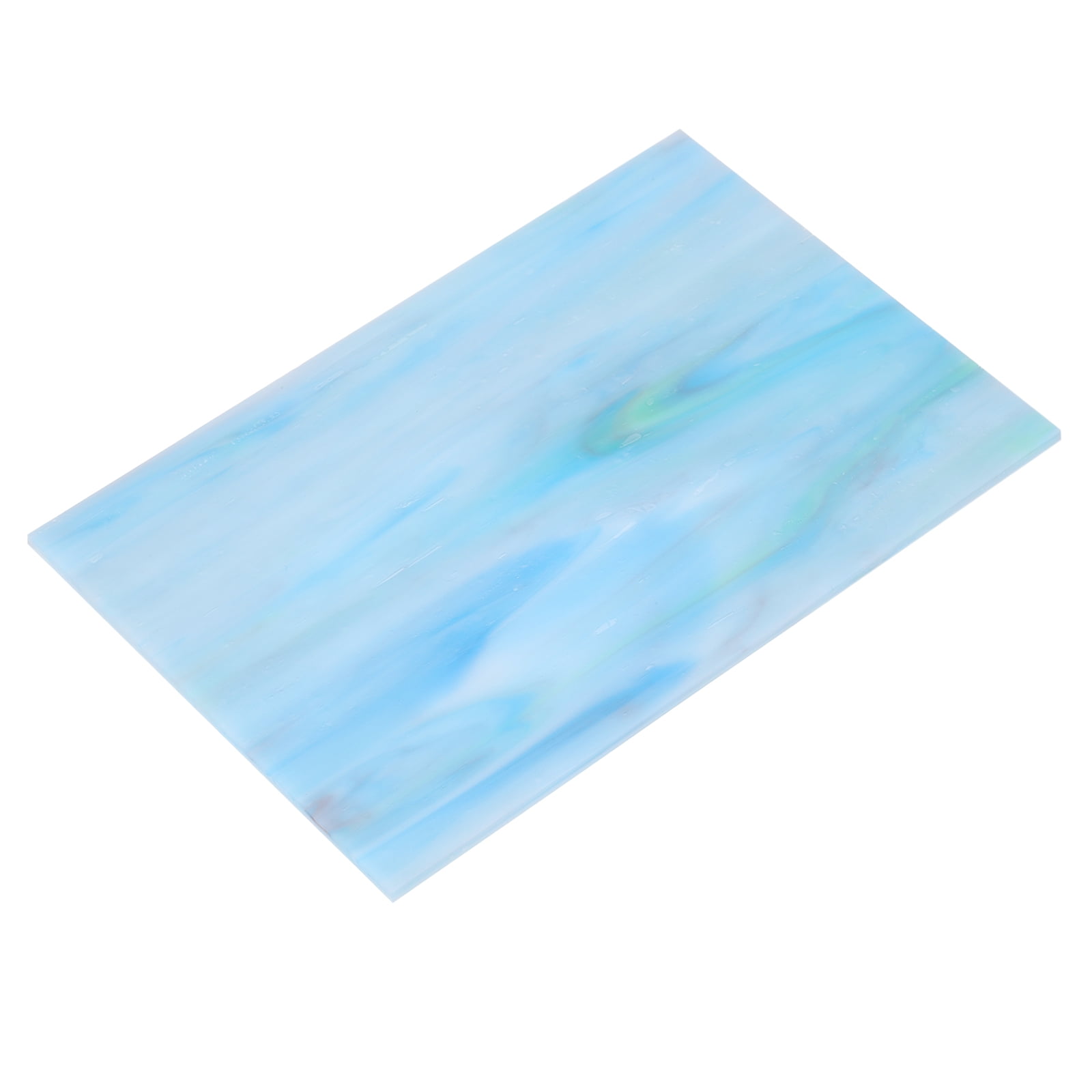 Stained Glass Sheet Mosaic Tile 5.9 Inch x 3.9 Inch Teal, Stained Glass Sheets for Crafts Project