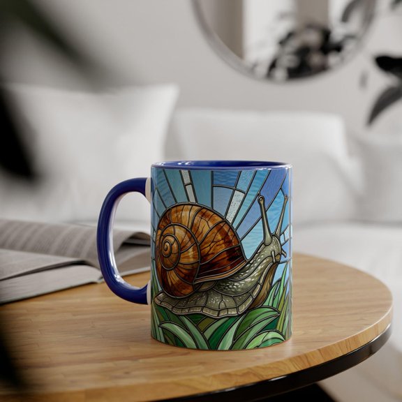 Stained Glass Snail Mug | Ceramic Coffee Cup Accent 11oz