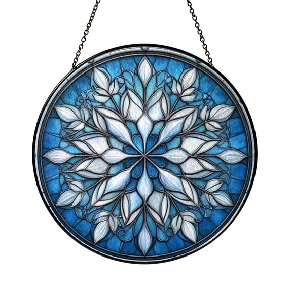 Stained Glass Snowflake Window Hanging – Winter Theme Art2101