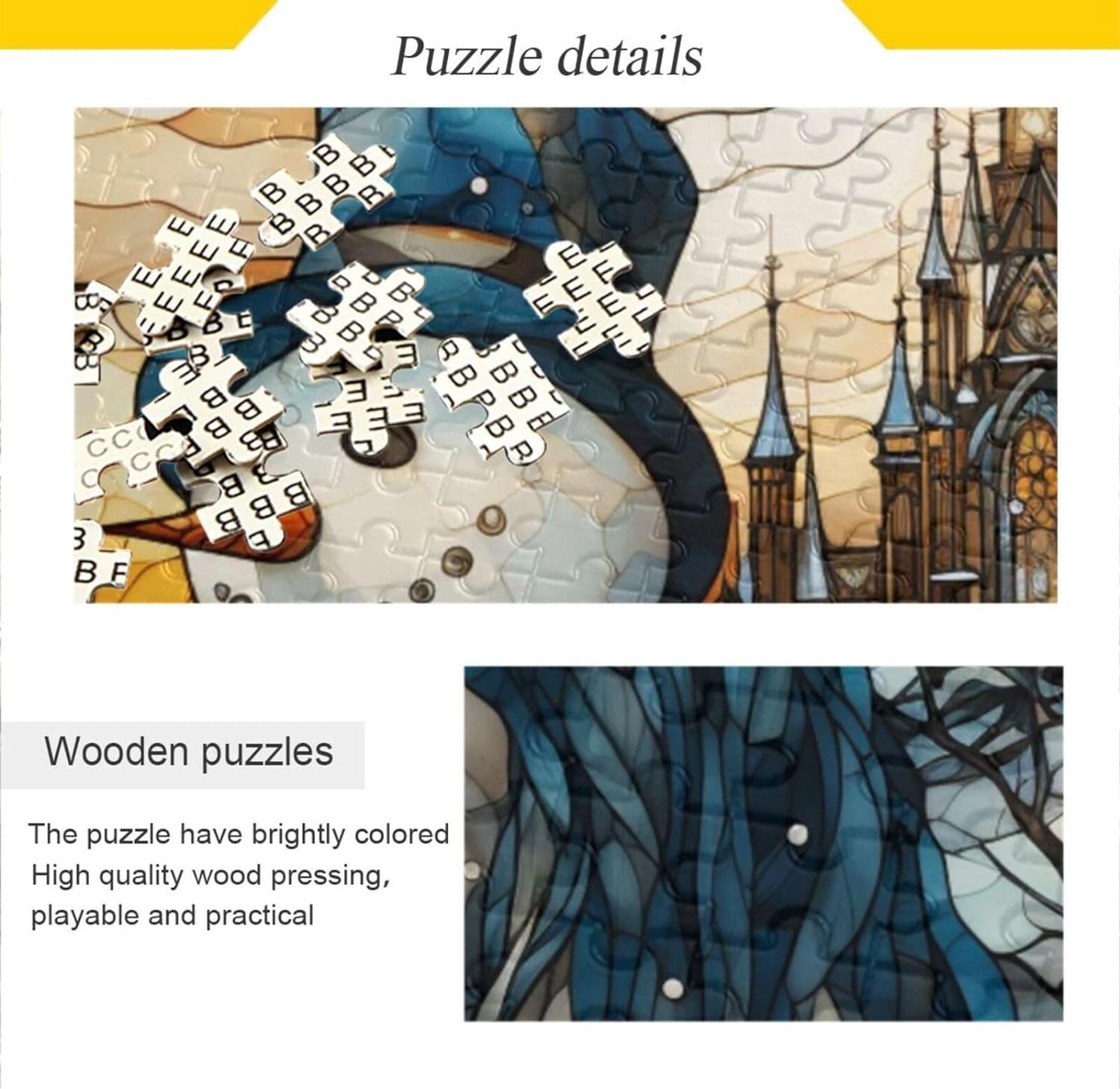 ZENWAWA Stained Glass Dog Jigsaw Puzzle - 1000 Pieces, 29.5x19.7 Inches, With Storage Bag & Reference