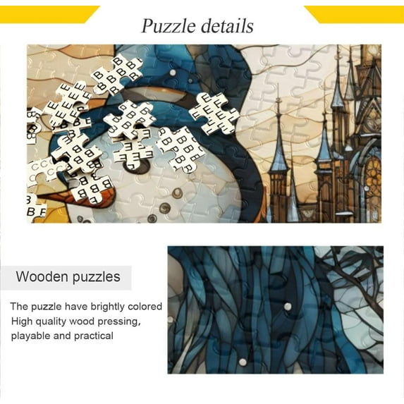 Stained Glass Snowman Jigsaw Puzzle 500 Pieces, Zigsaw with Storage Bag and Reference Picture Easy to Solve Family Game Creative Gift for Friends Parents Grandparents