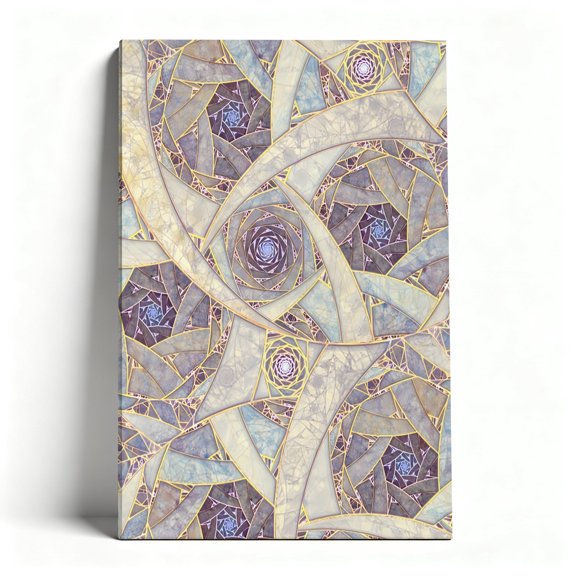 Stained Glass Spiral Geometry Canvas Wall Art, Intricate Golden Mosaic Pattern Decor, Luxe Marble Texture Artwork For Living Room, Bedroom, Office, Ready To Hang 8*12inch(20*30cm)