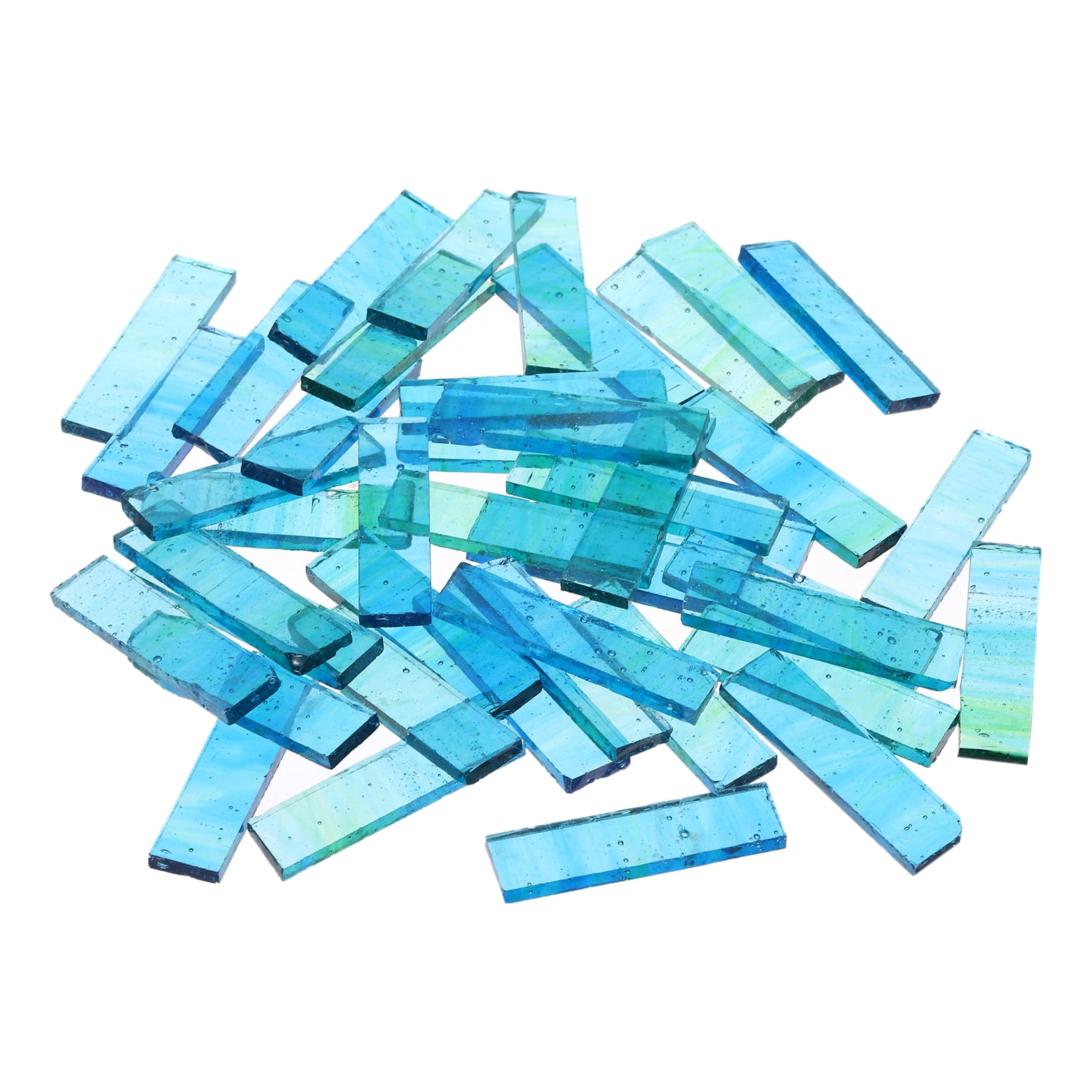 Stained Glass Strip, Transparent Blue Green Mosaic Tiles 200g/7.05 oz
