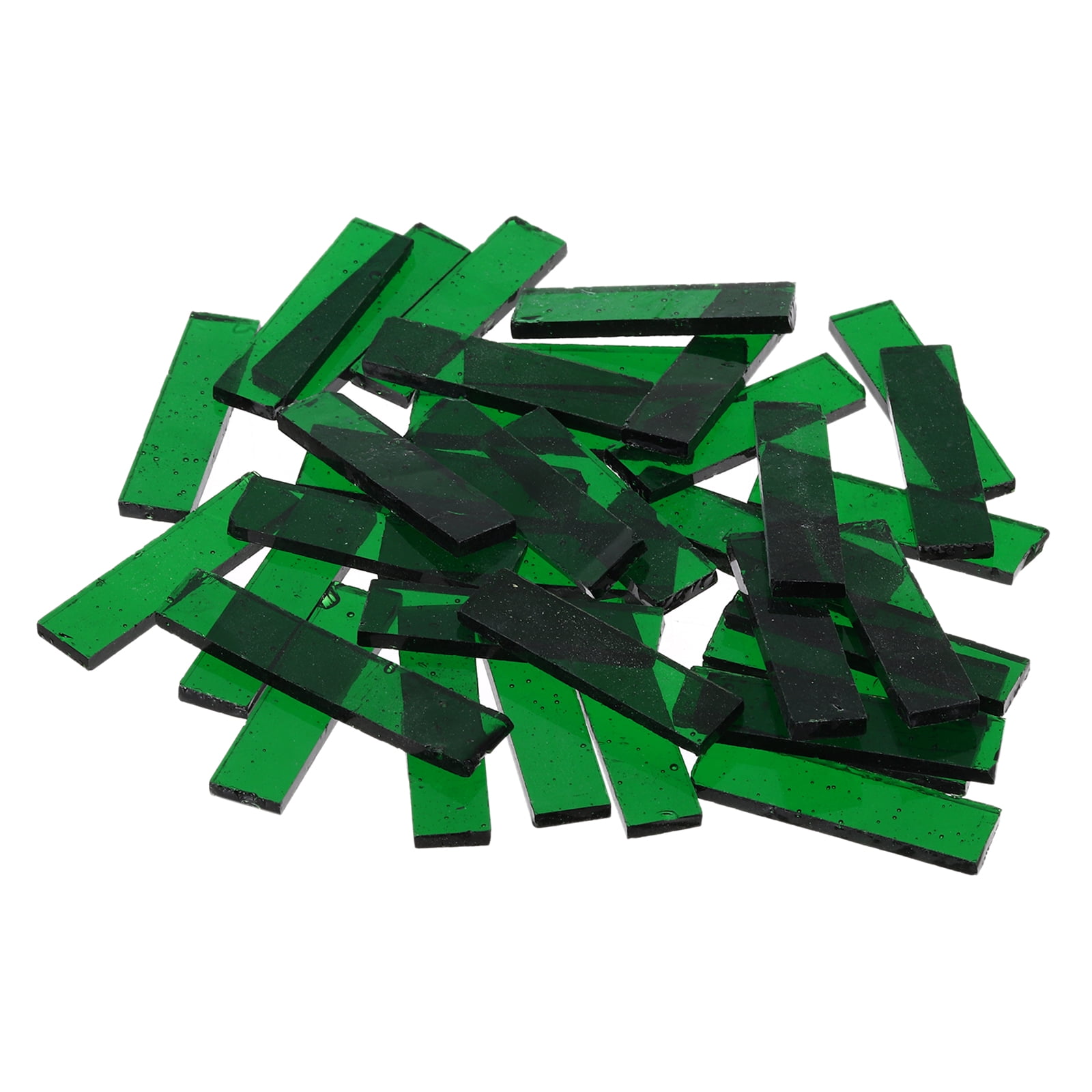 Stained Glass Strip, Transparent Green Mosaic Tiles 200g/7.05 oz