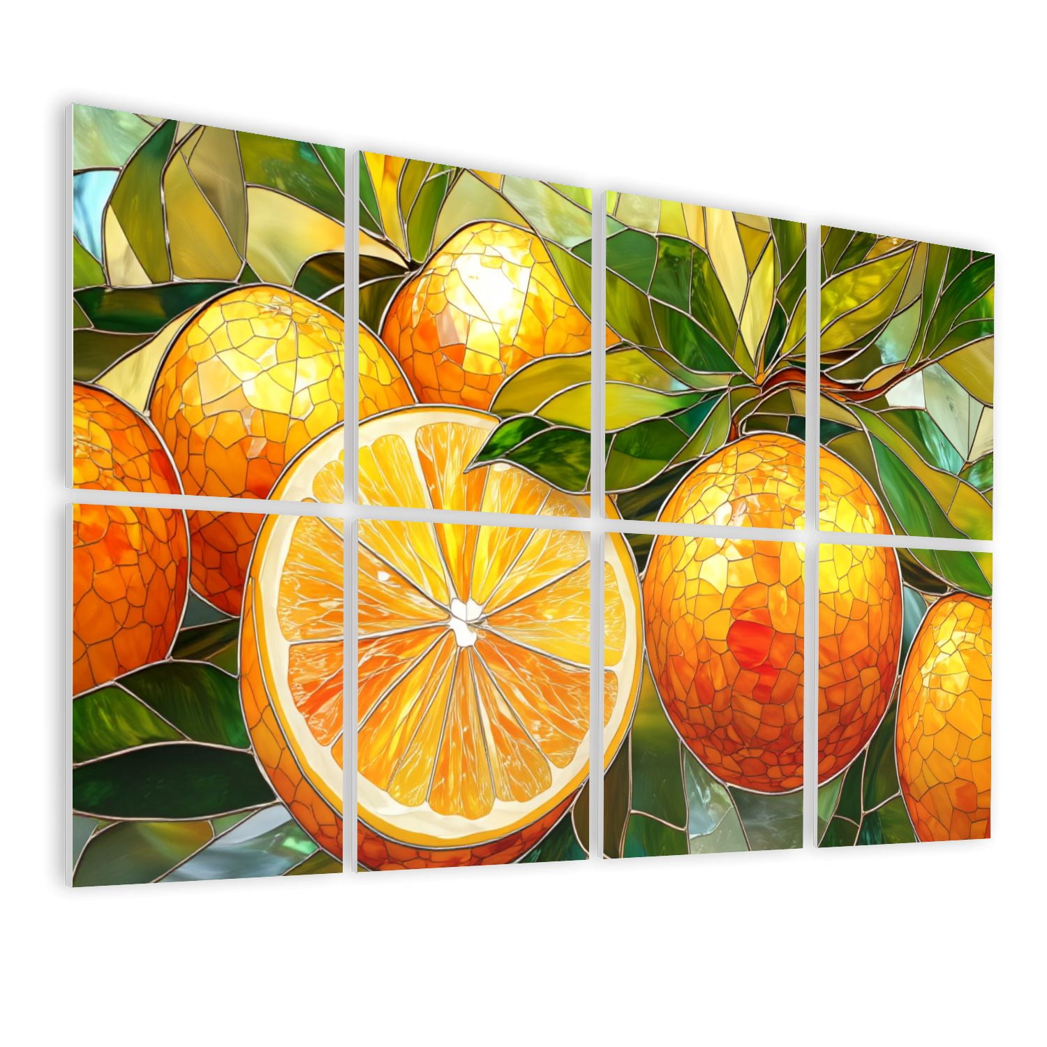 Stained Glass Style 8 Pack Art Acoustic Panels Sound Absorbing bright Oranges Decorative Soundproof Wall Panels Self Adhesive for Nursery Game Room Bedroom 48"x32"