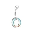 thumbnail image 1 of Stained-Glass Style Belly Ring Navel Piercing Body Jewelry w/ CZ Gem, 1 of 2
