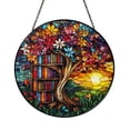 Stained Glass Style Book Tree Suncatcher, Decorative Window Art for ...