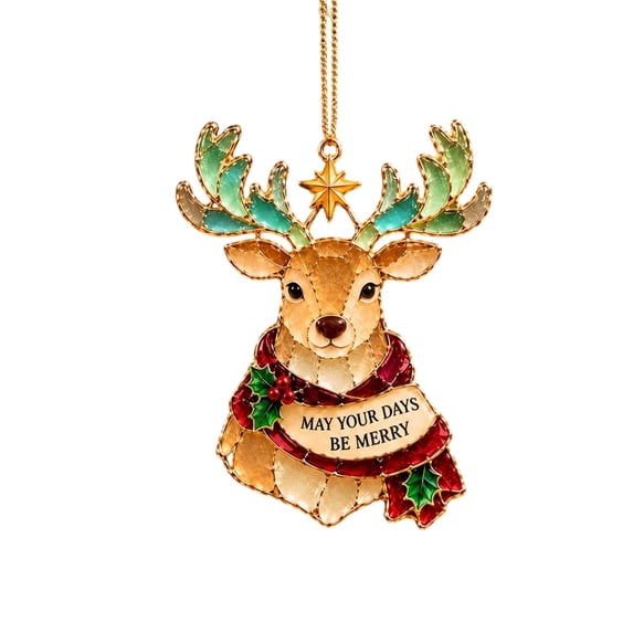 Stained Glass Style Christmas Ornament, 5.91 Inch Painted Acrylic Disc ...