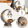 thumbnail image 1 of Stained Glass Style Crescent Moon Table Ornament with Lanterns and Decorative Bowl Ramadan Eid Home Decor Sculpture, 1 of 8