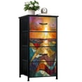 thumbnail image 1 of Stained Glass Style Dresser for Bedroom with 4 Storage Drawers Illuminated Sunset Sea Scene Dressers Chest of Drawers Steel Framed Fabric Closet Organizers for Nursery Entryway Housewarming Gift, 1 of 8