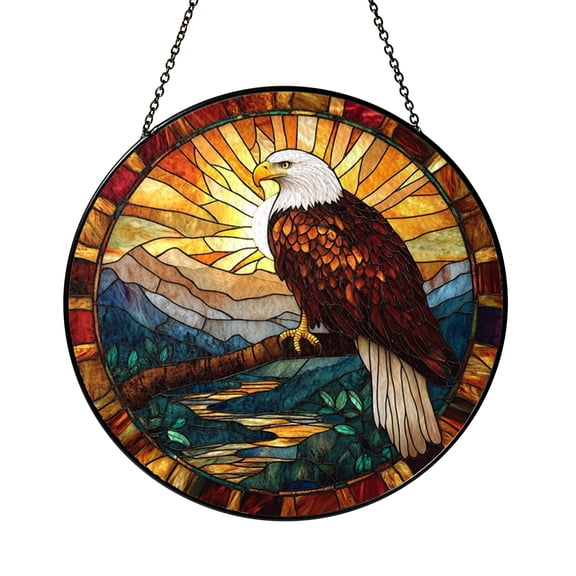 Stained Glass Style Eagle Window Hanging – Wildlife Nature Art
