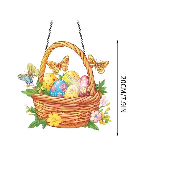 Stained Glass Style Easter Basket Decor | Reflective Printed Acrylic Hanging Ornament