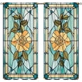thumbnail image 1 of Stained Glass Style Floral Curtains Boho Plant Stained Glass Curtain with Rod Pocket for Bedroom Living Room Home Decor Drapes Window Treatments 26"W x 63"L (Pack of 2), 1 of 6