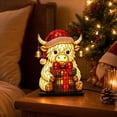 thumbnail image 1 of Stained Glass Style Highland Cow Lamp, Vintage Christmas Acrylic 3D Animal Night Light for Home Office Bedroom Living Room Desk Decor, 1 of 7