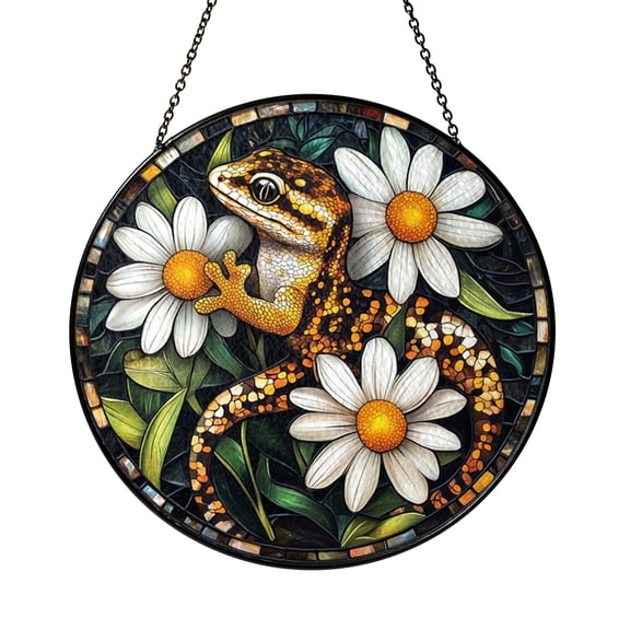Stained Glass Style Leopard Gecko Suncatcher, Decorative Window Hanging for Reptile Enthusiasts