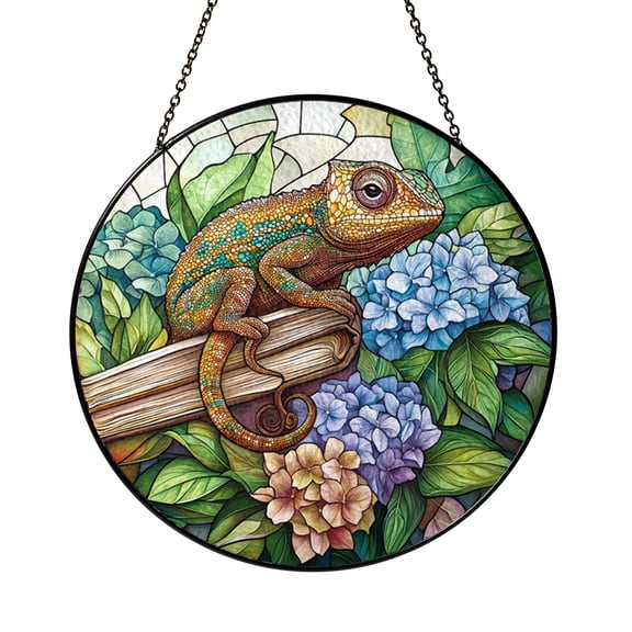 Stained Glass Style Lizard Window Hanging – Fun Nature Decor