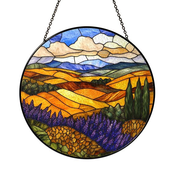 Stained Glass Style Lupine Window Hanging – Botanical Nature Decor