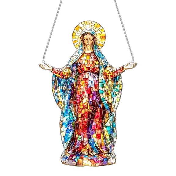 Stained Glass Style Mary Acrylic Suncatcher Hanging Ornament