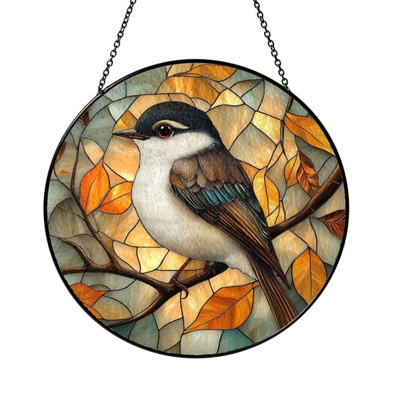 Stained Glass Style Mockingbird Window Hanging – Bird Decor Art