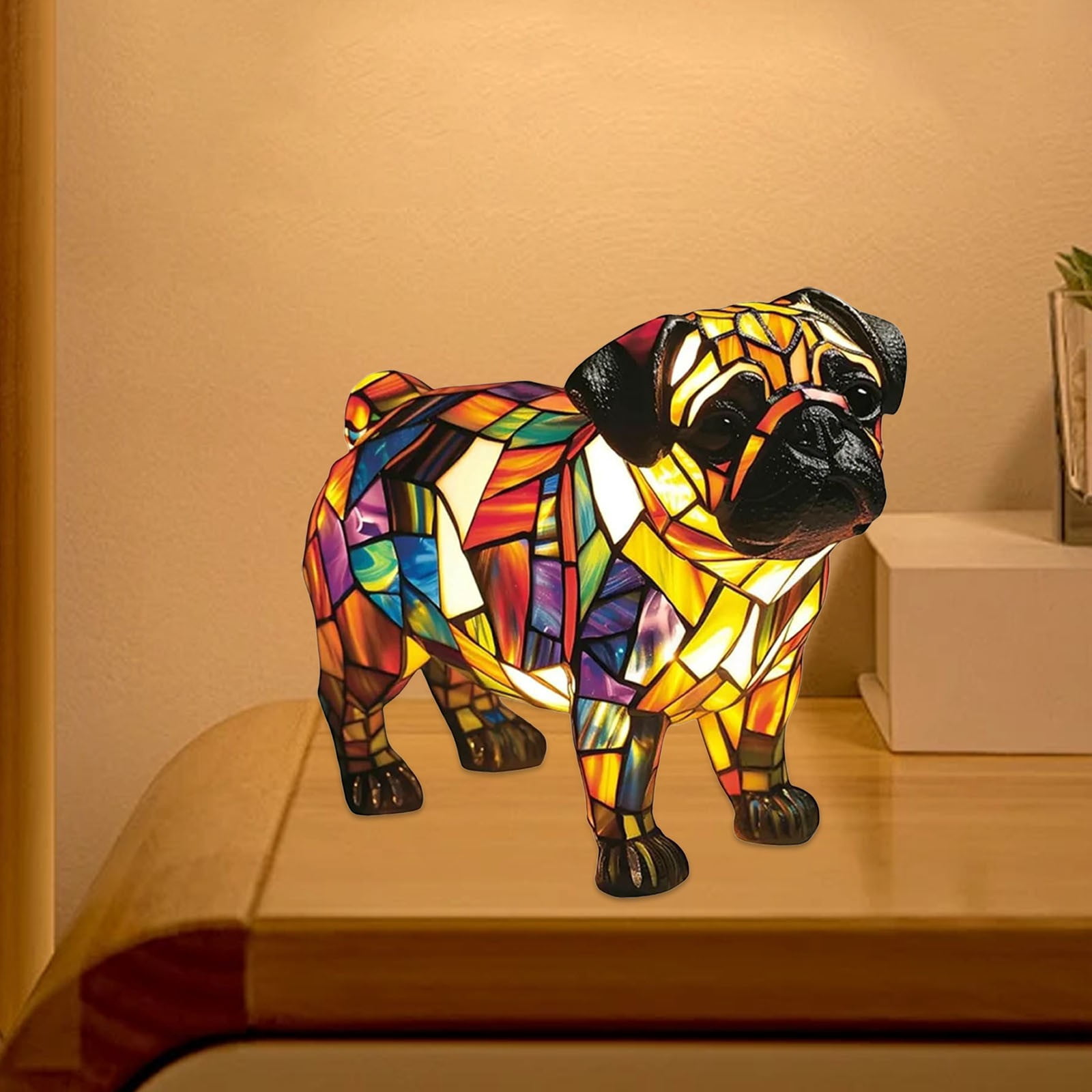 Stained Glass Style Pug Lamp LED Dog Night Light Cute Animal Decor stained-glass-style-pug-lamp-led-dog-night-light-cute-animal-decor