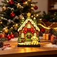 thumbnail image 1 of Stained Glass Style Snow House Lamp, Vintage Christmas Acrylic 3D Animal Night Light for Home Office Bedroom Living Room Desk Decor, 1 of 7
