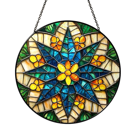 Stained Glass Style Star Acrylic Panel – Decorative Window Decor