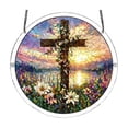 thumbnail image 1 of Stained Glass Style Suncatcher Window Hanging Acrylic Puzzle Ornament 8 Inch Round Light Catcher Decorative Hanging Sign for Home Window Porch Patio 1 Pack, 1 of 8