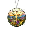 thumbnail image 1 of Stained Glass Sun Catcher Flower Suncatcher Faux Stained Glass Window Hanging Christ Wall Art Religious Bible Verse Gift, 1 of 6