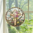 thumbnail image 1 of Stained Glass Suncatcher under $5! Xqxayjr Faux Stained Glass Suncatcher, Flower Window Hanging with Religious Bible Verse, Inspirational Wall Art for Home and Gift, 1 of 6