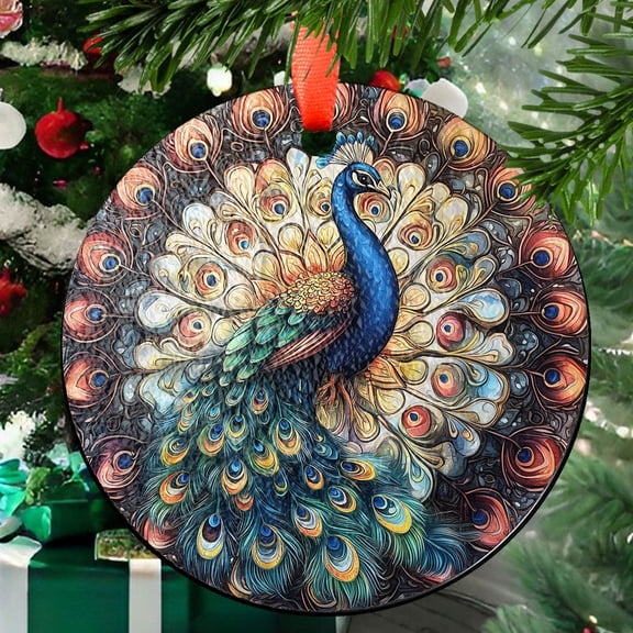 Stained Glass Suncatcher Peacock Design, Peacock Colorful Home Décor for Women, Perfect Gift for Bird Lovers and Vibrant Art Enthusiasts, Stained Glass Ornament 2025, Holiday