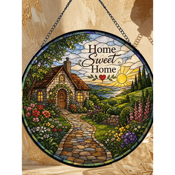 Stained Glass Suncatcher Window Hanging, Home Sweet Home New House Gift