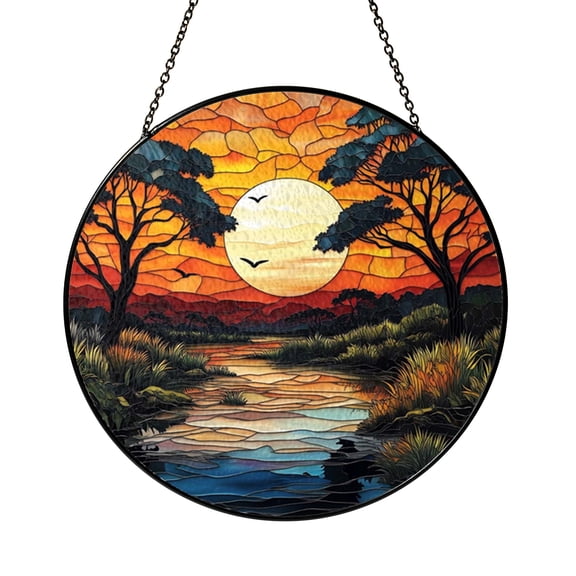 Stained Glass Sunset Island Window Suncatcher – Scenic Art2001