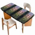 thumbnail image 1 of Stained Glass Table Cloths for 3 Foot Rectangle Tables, Vintage Abstract Botanical Plant Patio Waterproof Elastic Fitted Tablecloths, Washable Rectangular Table Cover for Camping, 1 of 8
