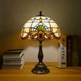 thumbnail image 1 of Stained Glass Table Lamp, Baroque Style Bedroom Desk Lamp, Retro Bedside Table Lamp Includes Light Bulb for Bedroom Nightstand Living Room Dormitory Office Decor, 1 of 7