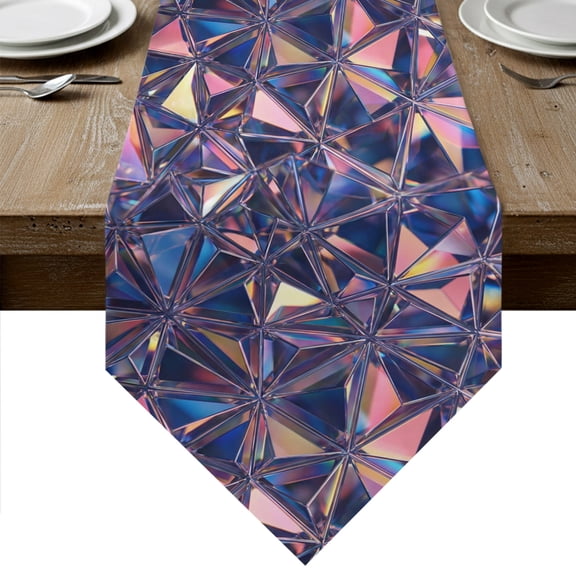 Stained Glass Table Runner Linen Burlap Table Runner 36 Inches Small Modern Abstract Geometric Aesthetic Dresser Scarves for Kitchen Island Coffee Dining Room Party Wedding Holiday Decoration 13"x36"