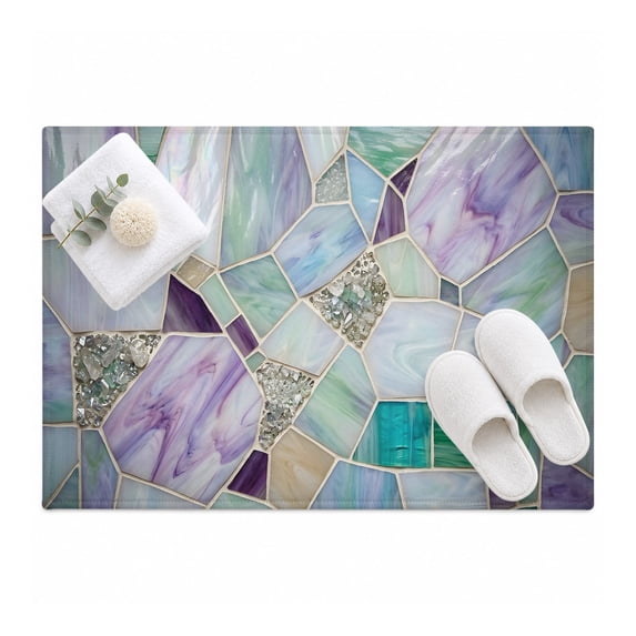 Stained Glass Texture Area Rug 2'x3', Modern Abstract Purple Green ...