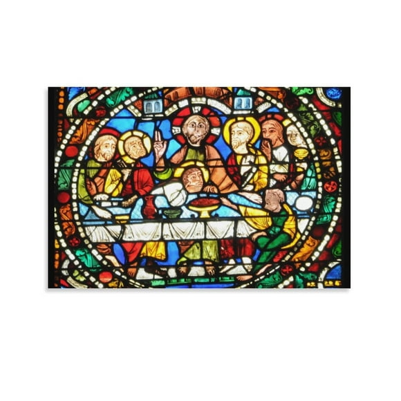 Stained Glass The Lords Supper Canvas Art Poster And Wall Art Picture Print Modern Family Bedroom Decor Posters,Unframe-style,08x12inch(20x30cm)