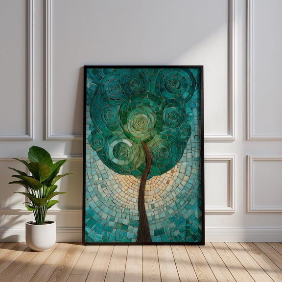 Stained Glass Tree Mosaic Decor Poster Unframed Paper Print