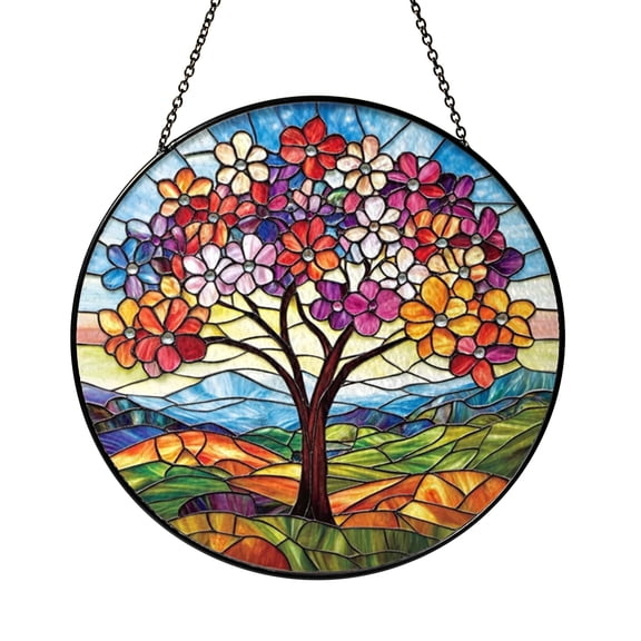 Stained Glass Tree Silhouette Window Hanging Art2401