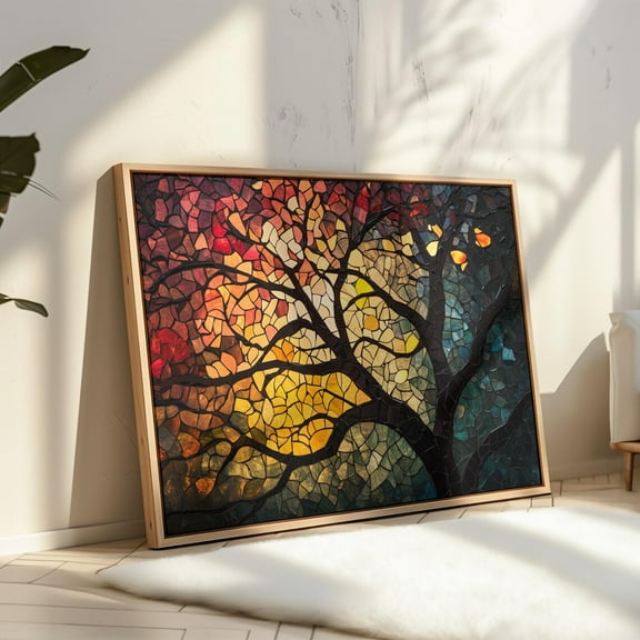 Stained Glass Tree Wall Art - Vibrant Mosaic Nature-Inspired Artwork For Elegant And Colorful Home Or Office Decor Wall Art, Modern Wall Decor, 8x12 UNFRAMED