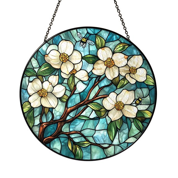 Stained Glass Tree with Bee Suncatcher – Window Decor Gift for Nature Lovers