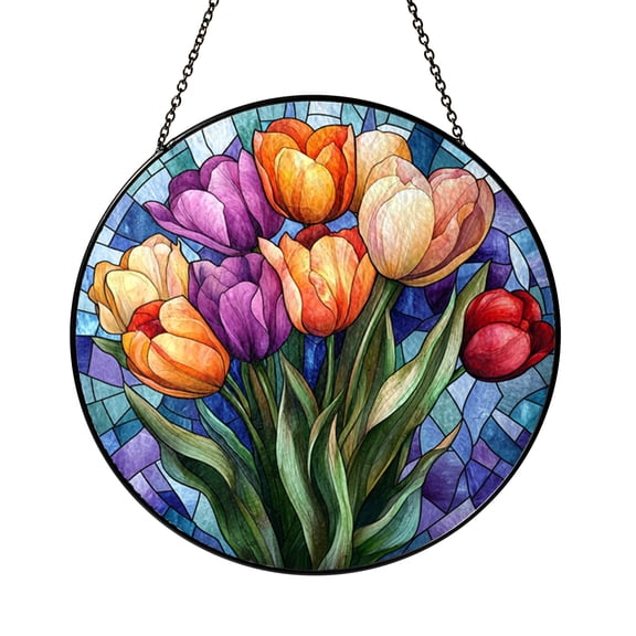 Stained Glass Tulips Cutting Board – Decorative Tulip Kitchen Accessory