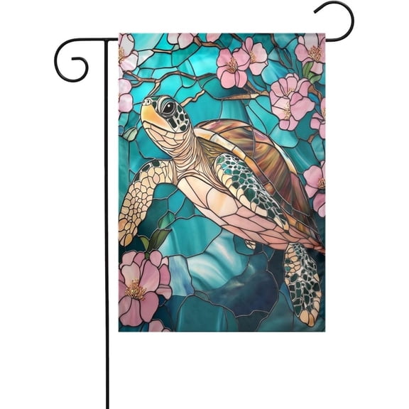 Stained Glass Turtles Garden Flag 12x18 Vertical Double Sided Farmhouse Holiday Outside Decorations Yard Flag